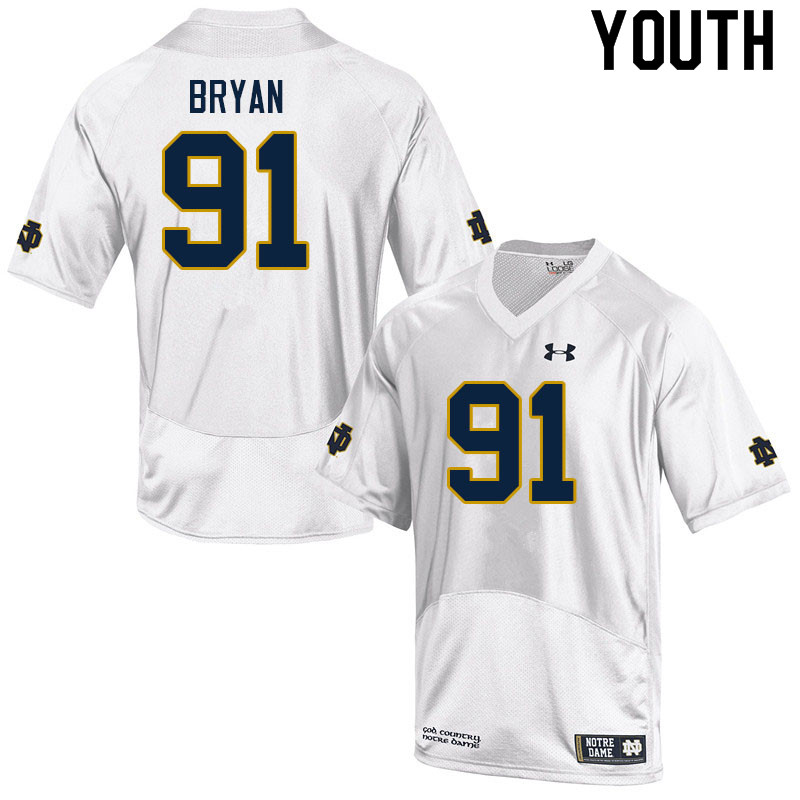 Youth #91 Josh Bryan Notre Dame Fighting Irish College Football Jerseys Sale-White - Click Image to Close